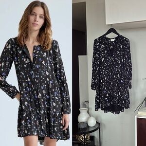 Aritzia Wilfred Barossa Black Floral Boho Spring Wedding Relaxed Dress Sz S